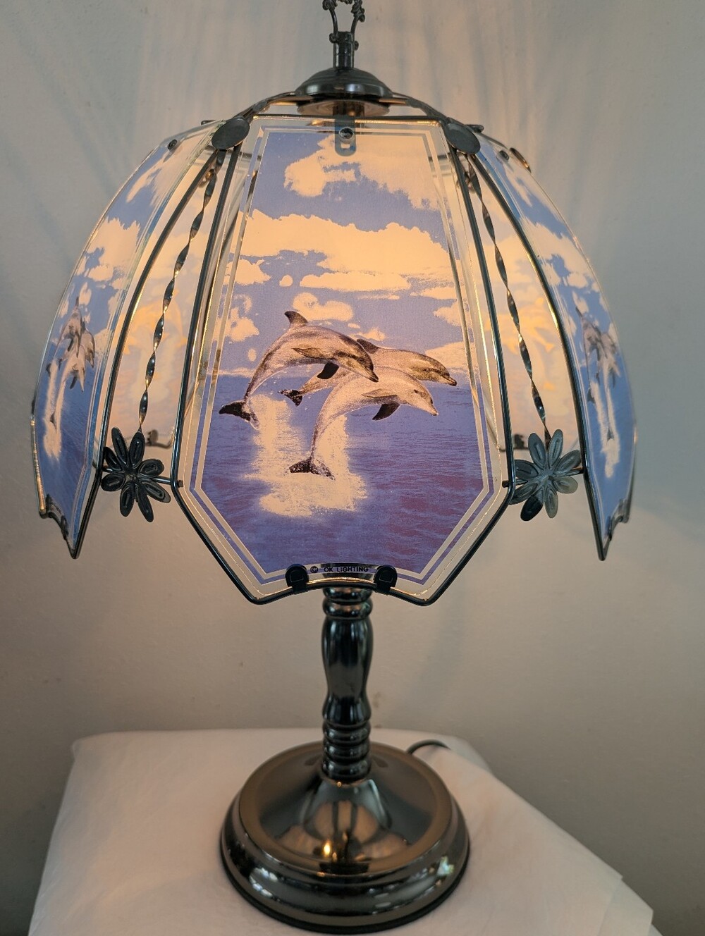 14.25 in Insync Jumping Dolphin Black Chrome Touch-On Lamp